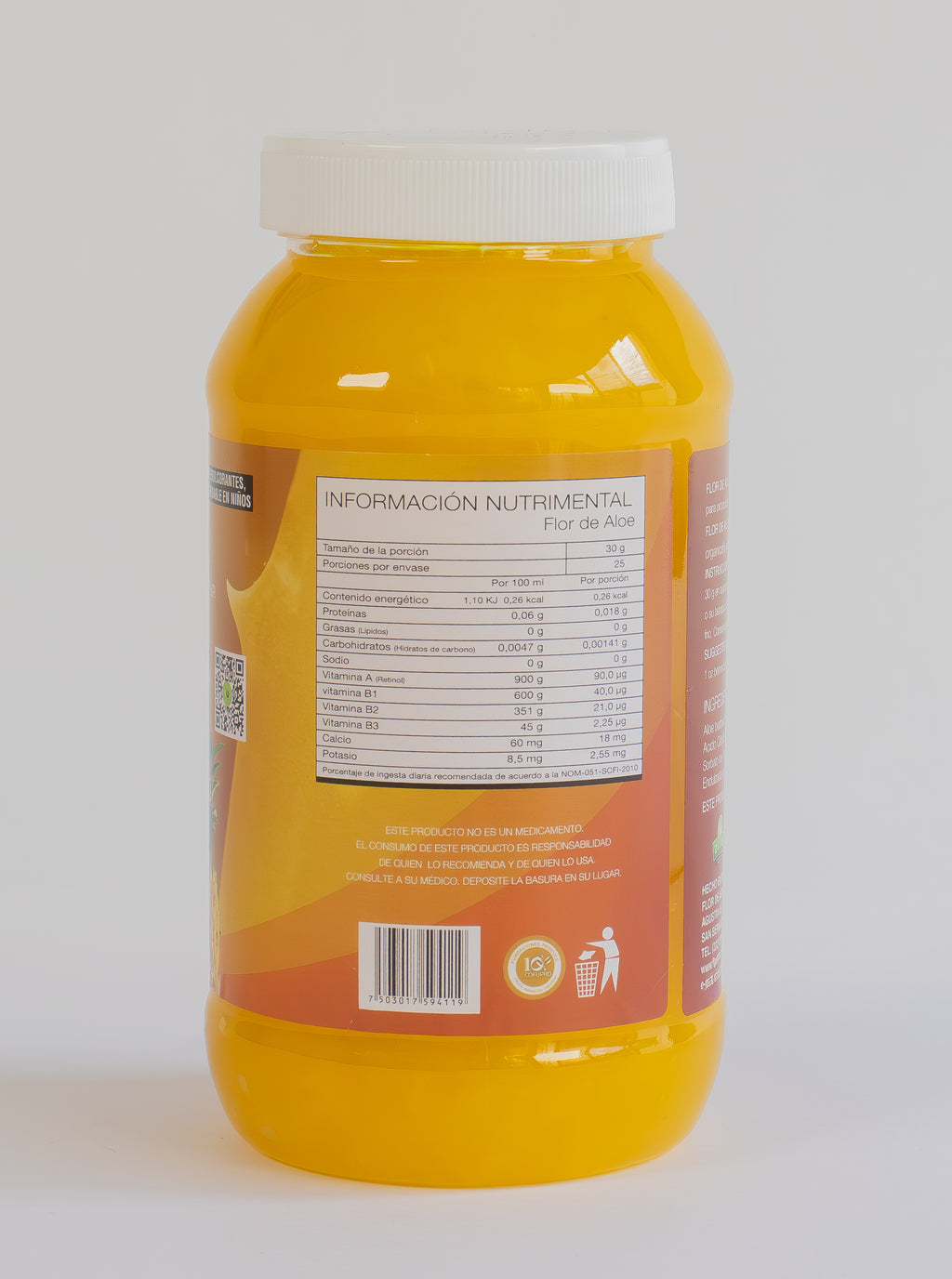 Pulpa de Aloe Vera Sabor Mango Sin Azúcar 99% Sábila | Flor de Aloe