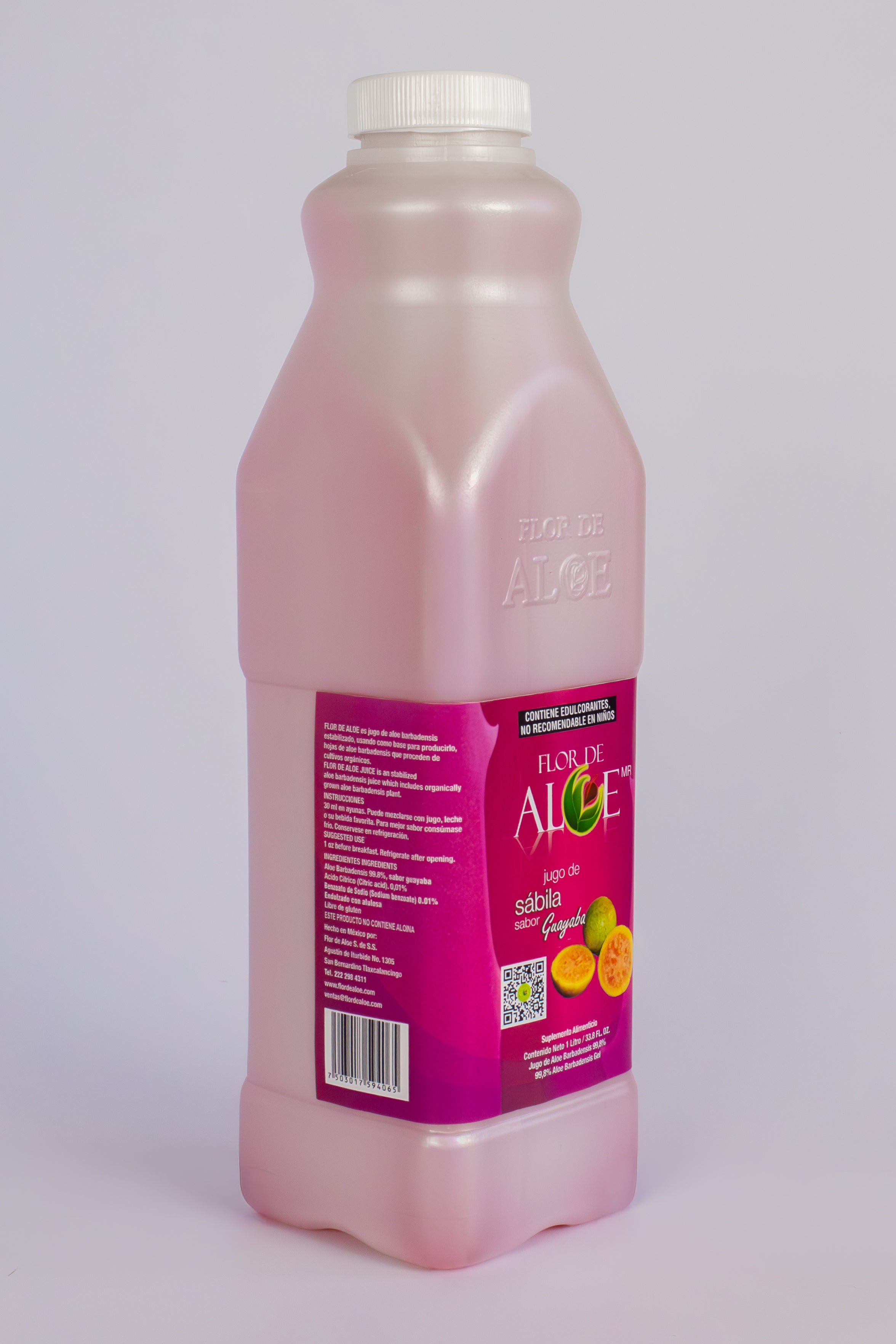Jugo de Sábila sabor Guayaba 99% Aloe Vera sin Azúcar 1 Litro | Flor de Aloe