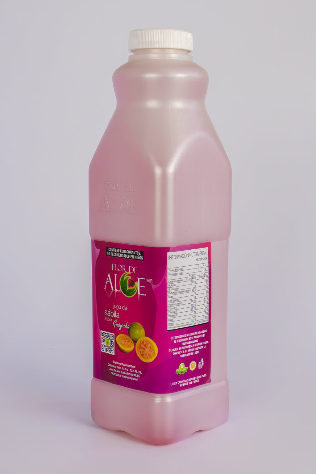 Jugo de Sábila sabor Guayaba 99% Aloe Vera sin Azúcar 1 Litro | Flor de Aloe