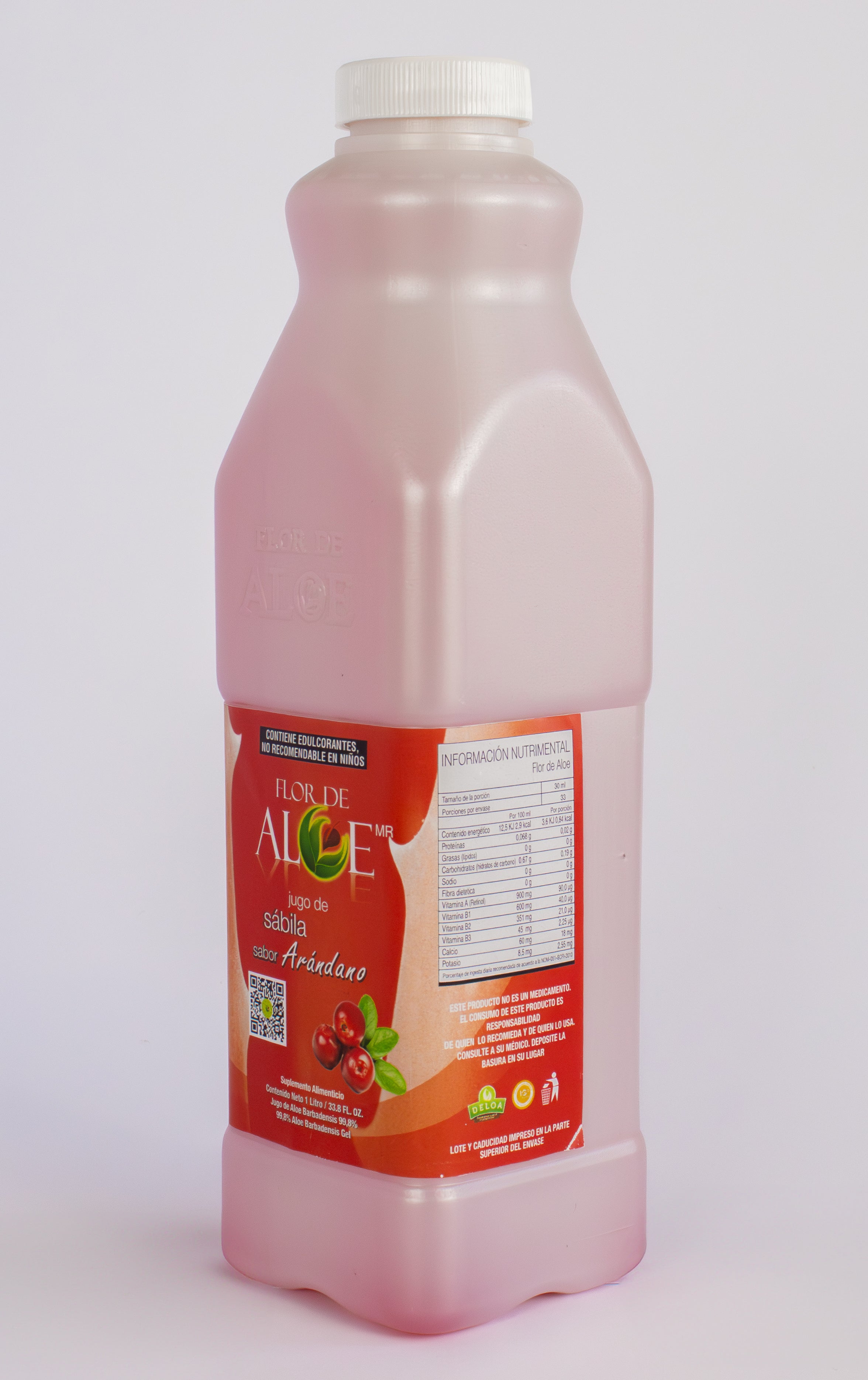Jugo de Sábila sabor Arándano 99% Aloe Vera sin Azúcar 1 Litro | Flor de Aloe