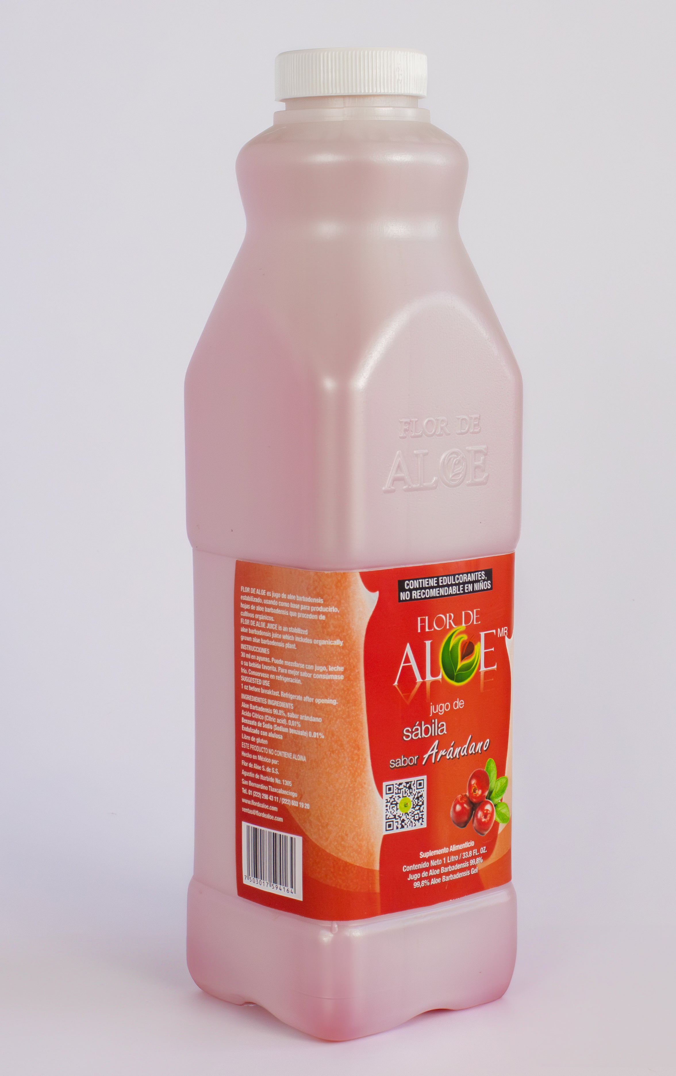 Jugo de Sábila sabor Arándano 99% Aloe Vera sin Azúcar 1 Litro | Flor de Aloe