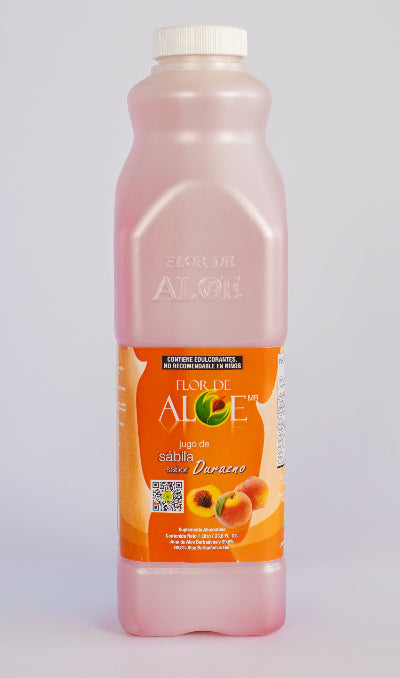Jugo de Sábila sabor Durazno 99% Aloe Vera sin Azúcar 1 Litro | Flor de Aloe