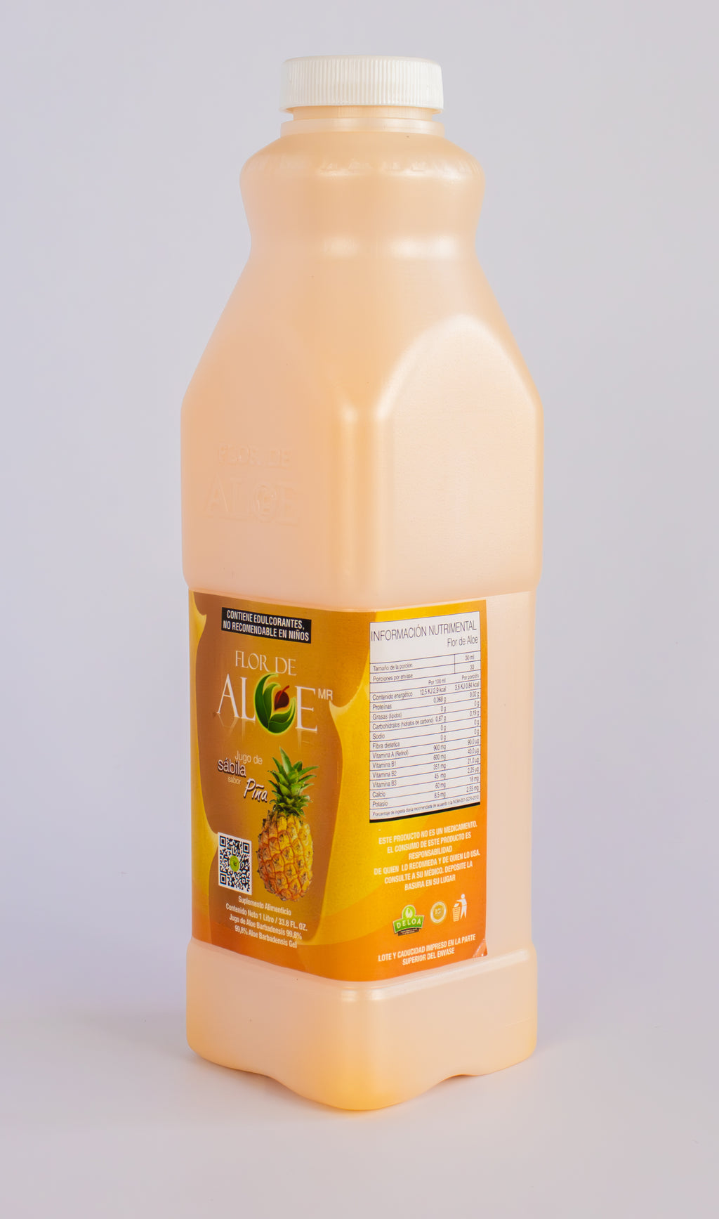 Jugo de Sábila sabor Piña 99% Aloe Vera sin Azúcar 1 Litro | Flor de Aloe