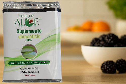 Sobre individual de gel de aloe vera sabor moras