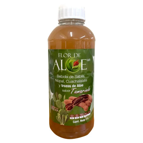 Agua de Sábila con Nopal, Cuachalalate y Trozos de Aloe – Sabor Tamarindo