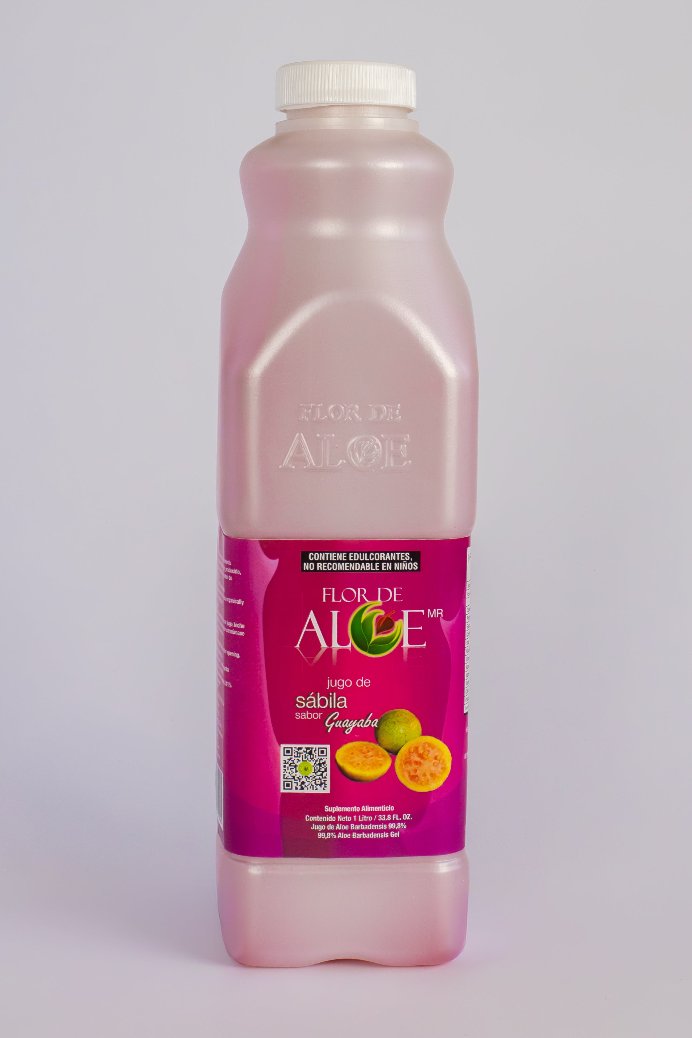 Jugo de Sábila sabor Guayaba 99% Aloe Vera sin Azúcar 1 Litro | Flor de Aloe
