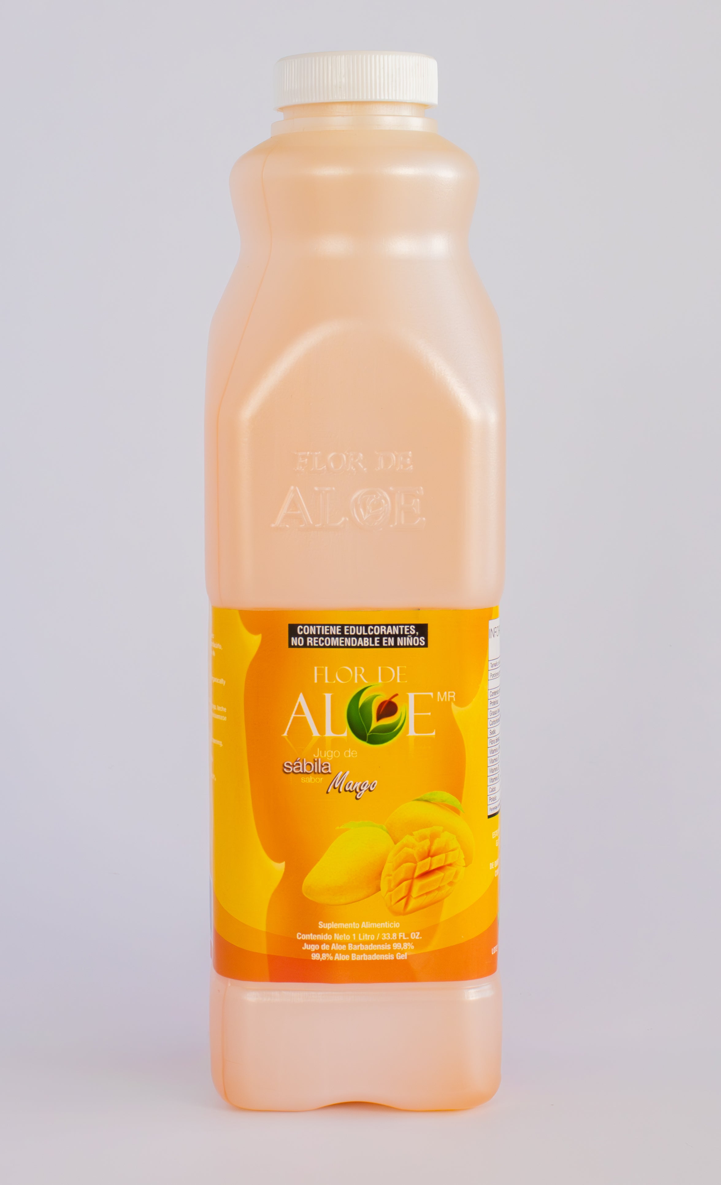 Jugo de Sábila sabor Mango 99% Aloe Vera sin Azúcar 1 Litro | Flor de Aloe